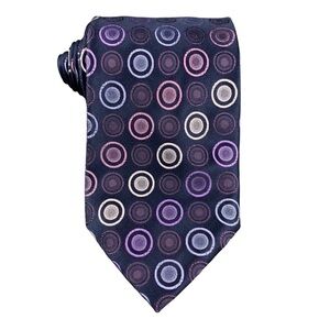 Venturi Uomo Necktie 100% Silk Luxury 4"x 59" Purple Geometric Tie Hand Made